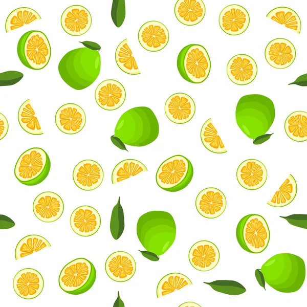 Illustration Zum Thema Große Farbige Nahtlose Pomelo Helles Fruchtmuster Für — Stockvektor