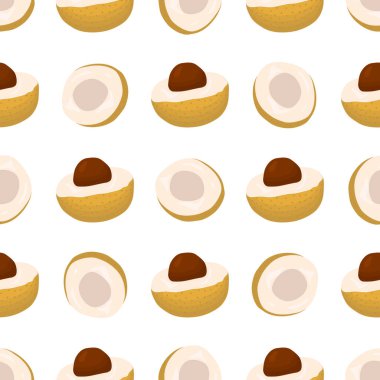 Tema üzerine resim büyük renkli, dikişsiz Longan, fok balığı için parlak meyve deseni. Güzel, pürüzsüz tekrar eden Longan 'dan oluşan meyve deseni. Kusursuz Longan 'dan basit renkli desenli meyve.