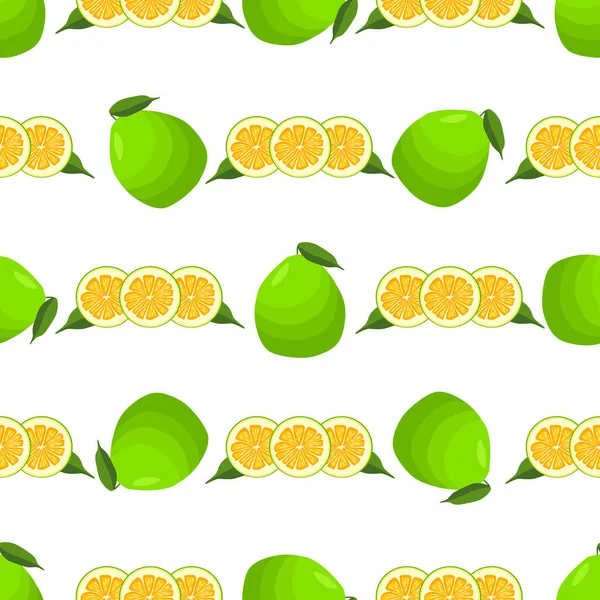 Illustrazione Sul Tema Grande Pomelo Senza Cuciture Colorate Modello Frutta — Vettoriale Stock