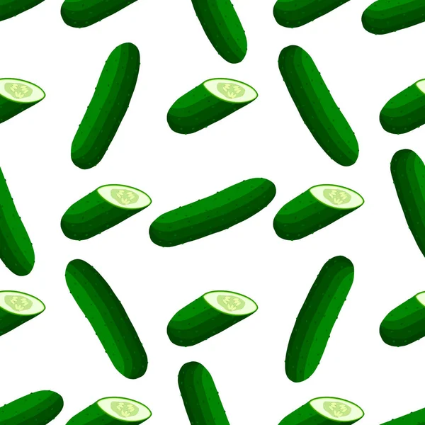 Ilustración Sobre Tema Patrón Brillante Pepino Verde Planta Vegetal Para — Archivo Imágenes Vectoriales