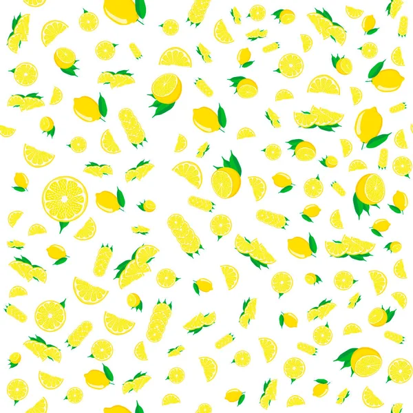 图为大彩色无缝黄色柠檬的图解 色泽鲜亮的水果图案为封印 水果花纹由美丽无缝的累加柠檬组成 简单的彩色水果从无缝柠檬 — 图库矢量图片