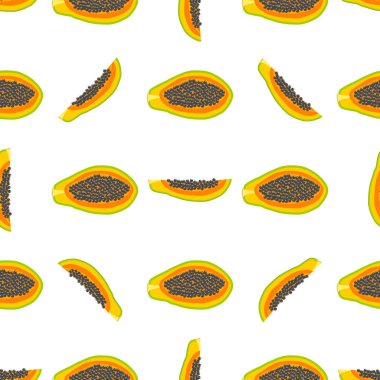 Tema üzerine resim büyük, renksiz papaya, fok balığı için parlak meyve deseni. Güzel, pürüzsüz, tekrarlayan papayadan oluşan meyve deseni. Dikensiz papaya 'dan basit renkli desenli meyve.