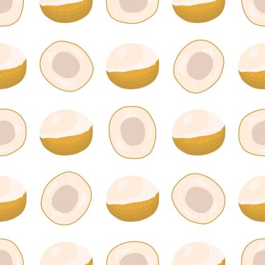 Tema üzerine resim büyük renkli, dikişsiz Longan, fok balığı için parlak meyve deseni. Güzel, pürüzsüz tekrar eden Longan 'dan oluşan meyve deseni. Kusursuz Longan 'dan basit renkli desenli meyve.