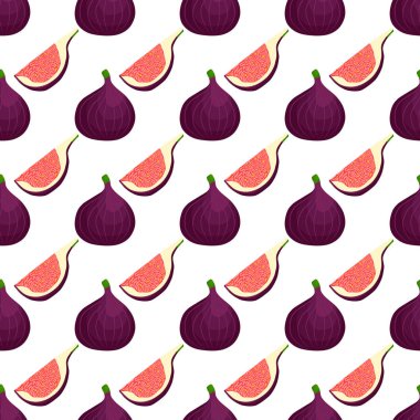 Tema üzerine resim büyük, renksiz mor incir, fok balığı için parlak meyve deseni. Güzel, pürüzsüz, tekrar eden incirden oluşan meyve deseni. Kusursuz mor incirden basit renkli desenli meyveler..