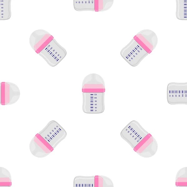 Ilustración Sobre Tema Kit Color Leche Bebé Botella Transparente Con — Vector de stock