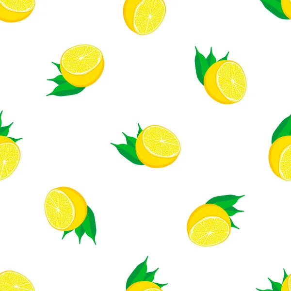 Иллюстрация Тему Большой Цветной Бесшовный Желтый Лимон Яркий Фруктовый Узор — стоковый вектор