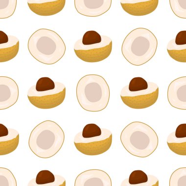 Tema üzerine resim büyük renkli, dikişsiz Longan, fok balığı için parlak meyve deseni. Güzel, pürüzsüz tekrar eden Longan 'dan oluşan meyve deseni. Kusursuz Longan 'dan basit renkli desenli meyve.