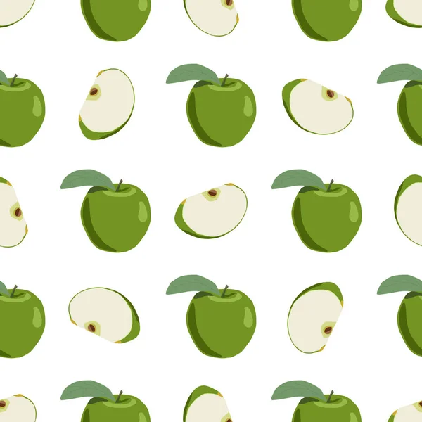 Ilustración Tema Manzana Inconsútil Color Grande Patrón Fruta Brillante Para — Archivo Imágenes Vectoriales