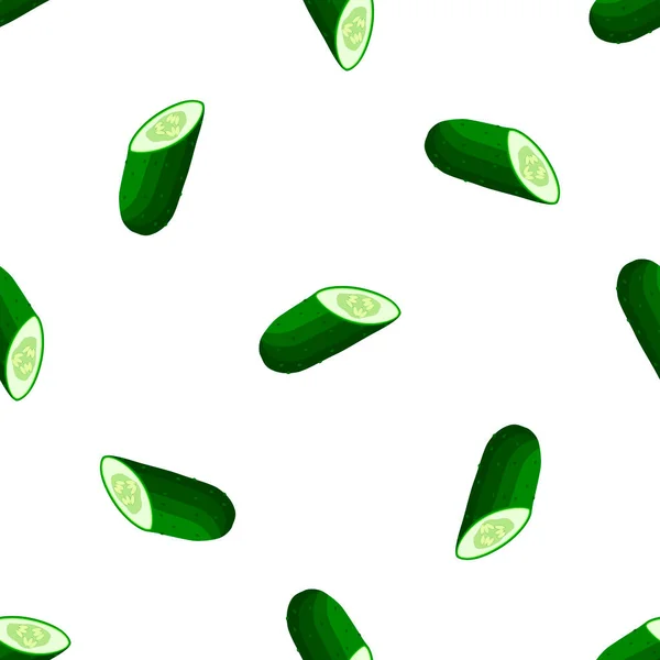 Иллюстрация Тему Яркого Рисунка Зеленый Огурец Растение Тюленей Овощной Узор — стоковый вектор