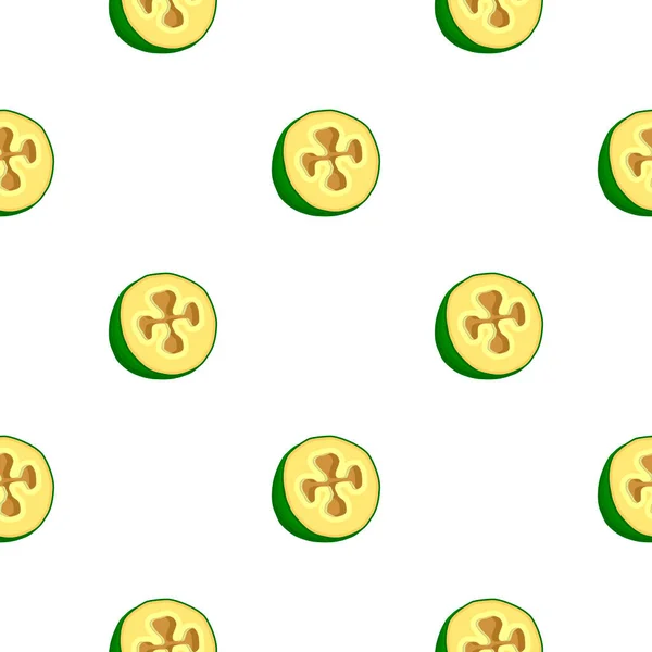 Illustration Sur Thème Grande Couleur Sans Couture Feijoa Motif Fruits — Image vectorielle