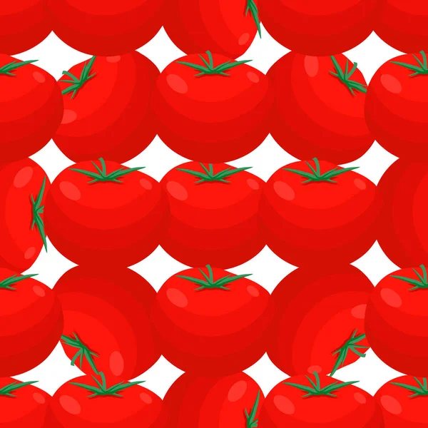 パターンレッドトマトをテーマにしたイラスト シール用の野菜ケチャップ 美しい赤いトマト 多くのケチャップで構成された野菜パターン 赤ケチャップトマトのシンプルなカラフルな野菜柄 — ストックベクタ