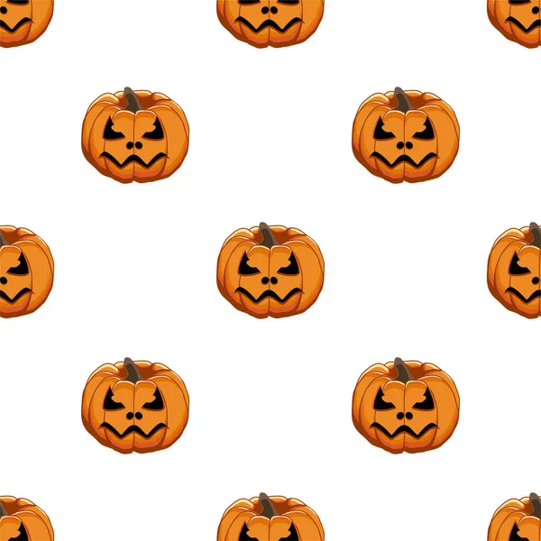 Ilustracja Temat Duży Kolorowy Wzór Halloween Bez Szwu Pomarańczowy Dynia — Wektor stockowy