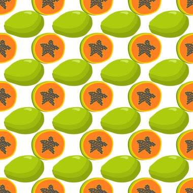 Tema üzerine resim büyük, renksiz papaya, fok balığı için parlak meyve deseni. Güzel, pürüzsüz, tekrarlayan papayadan oluşan meyve deseni. Dikensiz papaya 'dan basit renkli desenli meyve.