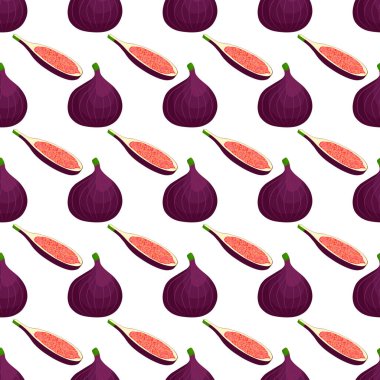 Tema üzerine resim büyük, renksiz mor incir, fok balığı için parlak meyve deseni. Güzel, pürüzsüz, tekrar eden incirden oluşan meyve deseni. Kusursuz mor incirden basit renkli desenli meyveler..