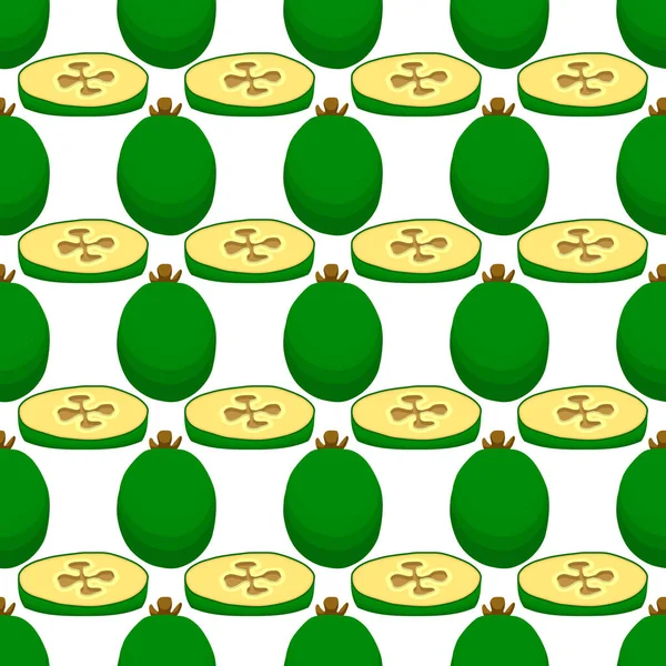 Illustrazione Sul Tema Grande Feijoa Colorato Senza Cuciture Modello Frutta — Vettoriale Stock