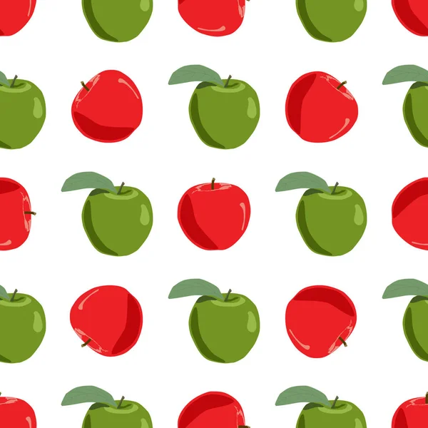 Ilustração Sobre Tema Grande Maçã Sem Costura Colorida Padrão Fruta — Vetor de Stock