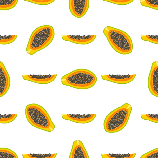 Illustratie Thema Grote Gekleurde Naadloze Papaya Helder Fruit Patroon Voor — Stockvector