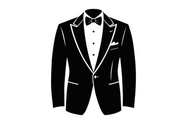 Papyonlu ve cep mendili resimli klasik siyah smokin.