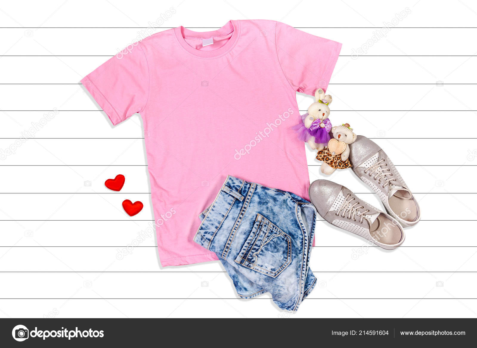 Download Pink T Shirt On A White Wooden Background Stock Photo Image By C Flipper1971 214591604