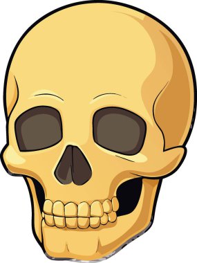 Şeffaf arka planda izole edilmiş altın insan kafatası. Yapay zeka üretildi. Vektör simgesi