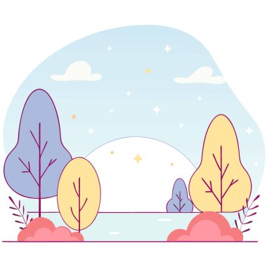 Güzel yıldızlı gece gökyüzü. Mavi tonlarda akşam panoraması. Yapay zeka üretildi. Vektör simgesi