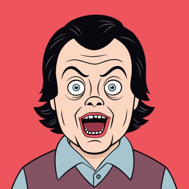 Terrifying close-up portrait of person with horror makeup. AI generated. Vector icon