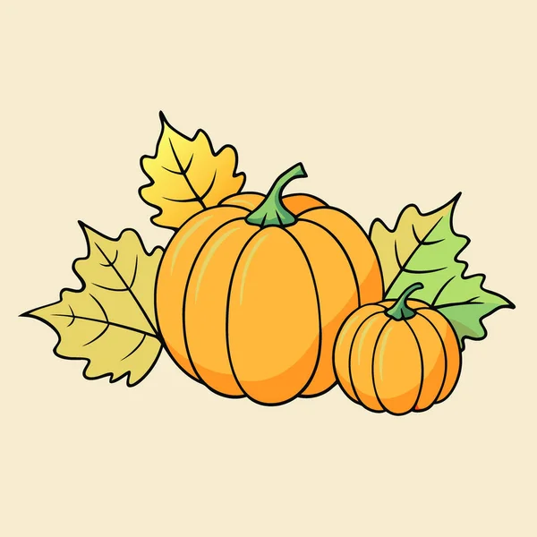 A watercolor painting of pumpkins and leaves with a fall theme. AI generated. Vector icon