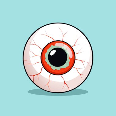 Kanlı bir göz küresinin yakın çekimi. Kırmızı bir göz bebeği ve siyah bir göz bebeğiyle. Yapay zeka üretildi. Vektör simgesi