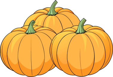 Şeffaf arka planda izole edilmiş taze turuncu balkabağı grubu. Yapay zeka üretildi. Vektör simgesi