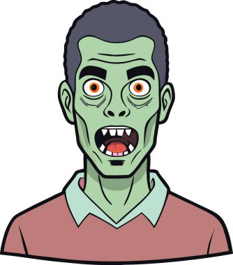 Şeffaf arka planda bir dizi zombi portresi. Korku ve gerilim yapay zekanın eseri. Vektör simgesi