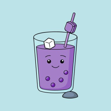 Buzlu buzlu buzlu mor bir kokteyl. Kış Noel 'inde moda içecekler. Yapay zeka üretildi. Vektör simgesi