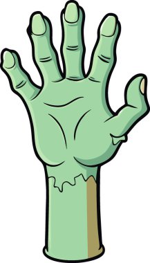 Çürümüş derisi ve şeffaf uzanan parmakları olan ürkütücü gerçekçi zombi eli aksesuarı. Yapay zeka üretildi. Vektör simgesi