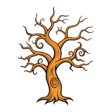 Sapkın. Beyaz arka planda yapraksız ağaç silueti. Ürkütücü olmak için mükemmel. Cadılar Bayramı. Ya da. Yapay zeka üretildi. Vektör simgesi