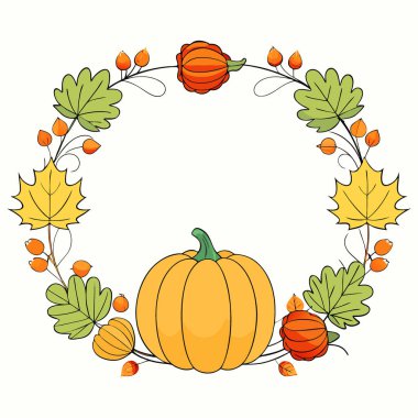 Balkabaklarından sonbahar dekorasyonu. Beyaz ahşap arka planda böğürtlen ve yapraklar. Şükran Günü. Yapay zeka üretildi. Vektör simgesi