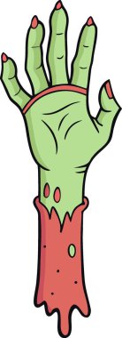 Kanlı zombi eli Cadılar Bayramı 'na kadar uzanan birinci sınıf kalem kesme aleti şeffaf arka plan. Yapay zeka üretildi. Vektör simgesi