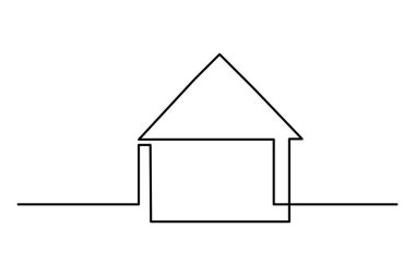 Ev sürekli bir çizgi çizimi ve minimalist stil ana hatları izole eder.