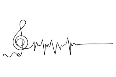 Music Note simgesi sürekli bir çizgi çizimi ve minimalist stil ana hatlı vektör illüstrasyonunu izole eder