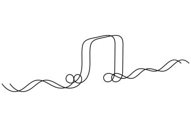Music Note simgesi sürekli bir çizgi çizimi ve minimalist stil ana hatlı vektör illüstrasyonunu izole eder