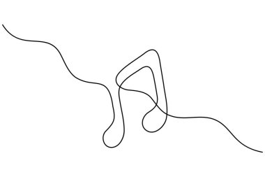 Music Note simgesi sürekli bir çizgi çizimi ve minimalist stil ana hatlı vektör illüstrasyonunu izole eder