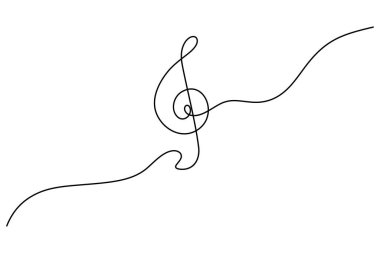 Music Note simgesi sürekli bir çizgi çizimi ve minimalist stil ana hatlı vektör illüstrasyonunu izole eder