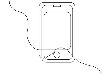 SMART MOBILE kesintisiz tek çizgi çizimi ve minimalist stil ana çizim vektör illüstrasyonunu izole et