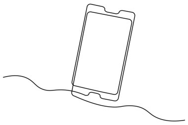 SMART MOBILE kesintisiz tek çizgi çizimi ve minimalist stil ana çizim vektör illüstrasyonunu izole et