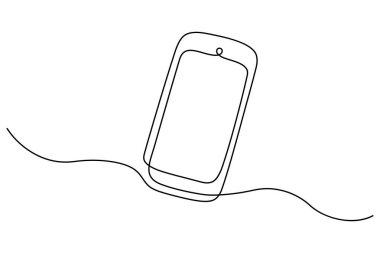 SMART MOBILE kesintisiz tek çizgi çizimi ve minimalist stil ana çizim vektör illüstrasyonunu izole et