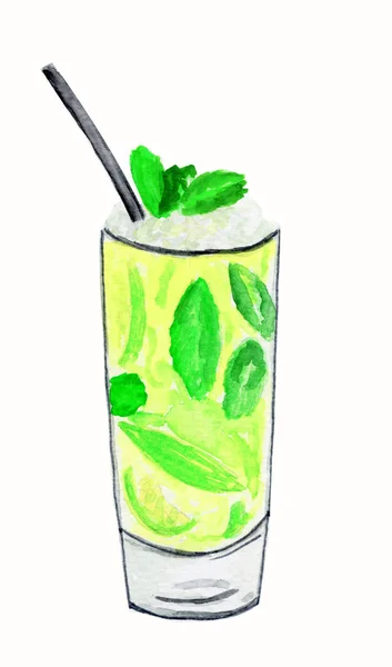Watercolor Drawing Cold Drinks — Stock Photo, Image