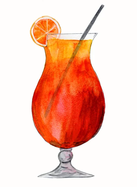 Watercolor Drawing Cold Drinks — Stock Photo, Image