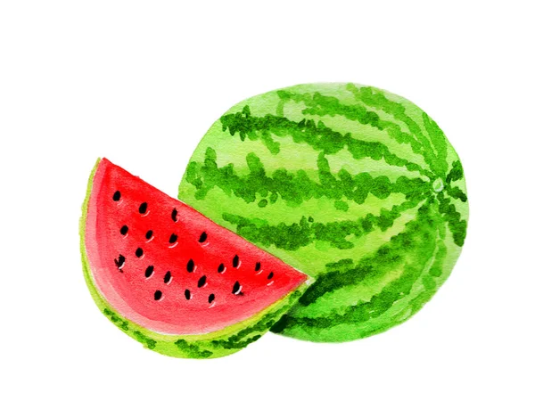 WaterColorMelon - A Cute, Happy Watermelon Slice, an art print by eli_naana  - INPRNT