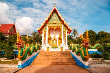 Yeşil ejderha, Tayland ile dekore edilmiş rahat Asya renkli ev.