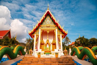 Yeşil ejderha, Tayland ile dekore edilmiş rahat Asya renkli ev.