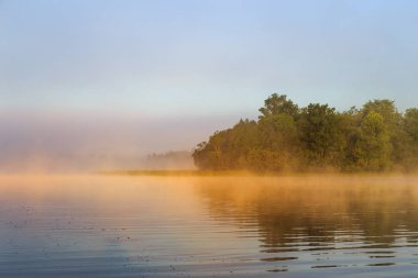 Yaz aylarında, sakin temiz nehir manzara