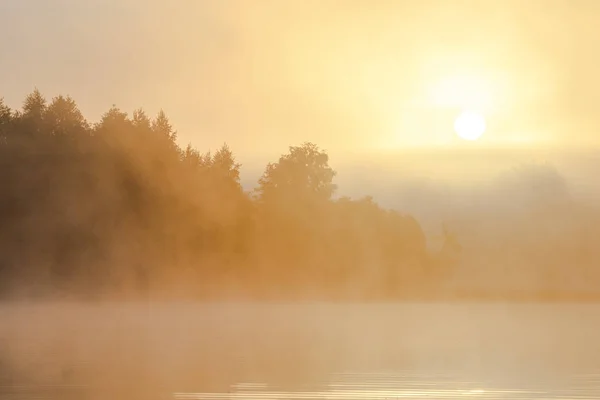 Suddig Dimmigt Orange Solnedgång Vid Riverside — Stockfoto